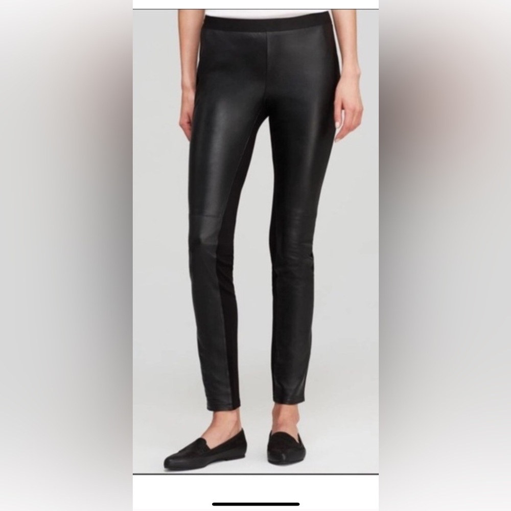 Eileen Fisher Front Leather Black pull on leggings
